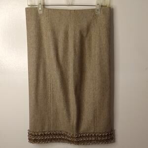 NWT SoCal Women's Size 6 Elegant Tan Skirt. 100% Wool Office, Dressy